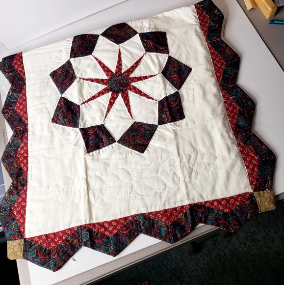 Source Unknown Other - Quilted Star Carpenter Wheel Scalloped Edge Country Rustic Prarie Patchwork Sham